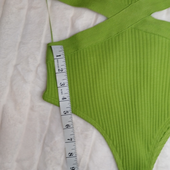 ZARA Green Ribbed Cutout Bodysuit | Criss-Cross Waist | Size M | NWT - Picture 10 of 16